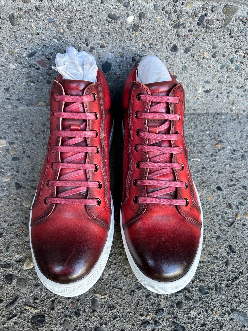 Zanzara Men's Casual Leather Sneakers in Red